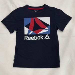 Reebok Navy Graphic Logo Tee with Red & Blue Accents
